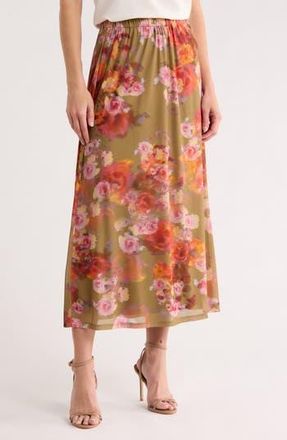 Daniel Rainn Floral Mesh Skirt in Tan at Nordstrom Rack, Size X-Small