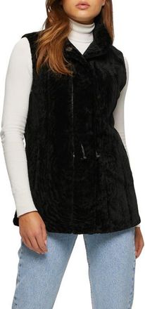 Gorski Genuine Shearling Hooded Vest Reversible To Taffeta in Black/black at Nordstrom, Size X-Small