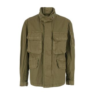 C.P. Company Light Jackets, male, Green, Size: XL 50 Fili Wax Field Jacket