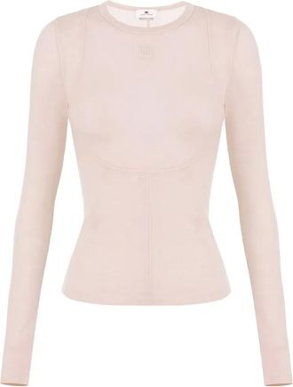 Elisabetta Franchi embroidered-logo T-shirt - Neutrals