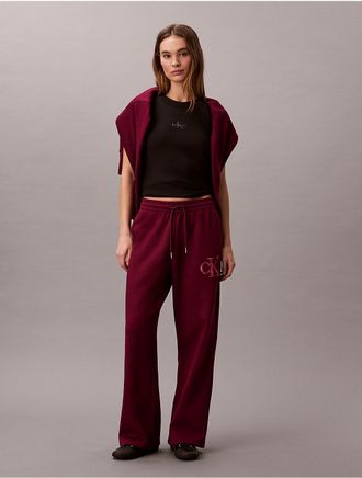 Calvin Klein Jeans Calvin Klein Womens Fleece Sequin Monogram Sweatpants - Red - XS