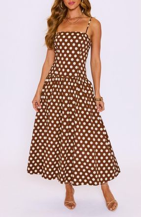 VICI Collection Pretty Woman Dropwaist Sleeveless Maxi Dress in Brown/Cream at Nordstrom, Size X-Large