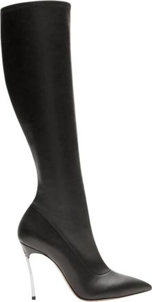 Casadei Blade To the Knee Laarzen - Dames - Laarzen met Hak - Zwart - 39 EU - Leer - Schoenen