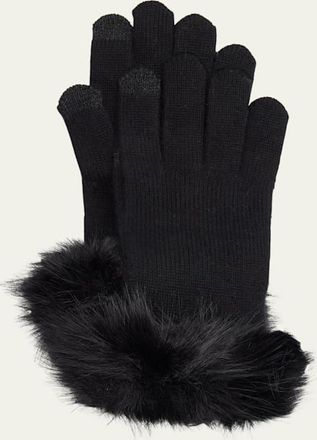 Sofiacashmere Touchscreen Cashmere & Faux Fur Gloves