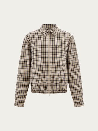 Ferragamo Men Check bomber jacket Blue