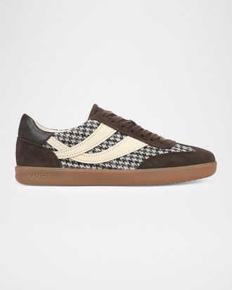Vince Oasis Houndstooth Mixed Leather Low-Top Sneakers
