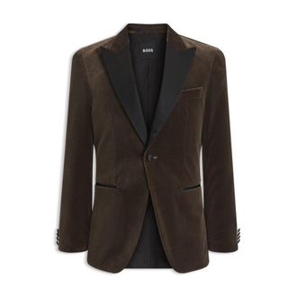 BOSS Slim-fit tuxedo jacket in cotton velvet