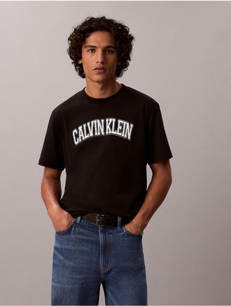 Calvin Klein Jeans Calvin Klein Mens Varsity Calvin Klein Logo Tee - Black - XL