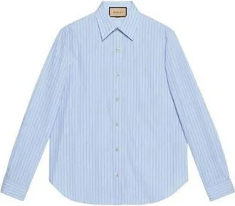 Gucci Striped Cotton Shirt With Pocket Blue White 703396-ZAI4C-4421