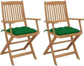 vidaXL Sillas De Jard&iacute;n Plegables 2 Uds Y Cojines Madera Maciza Acacia Vidaxl
