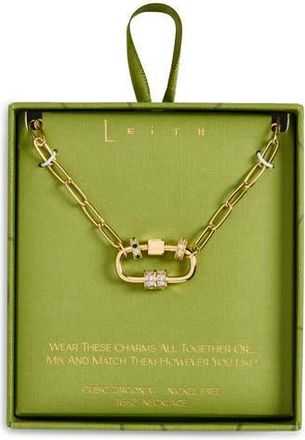 Leith Cubic Zirconia Rondelle Charm Carabiner Pendant Necklace in Clear- Gold at Nordstrom Rack