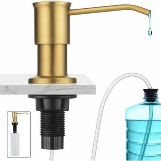 OEM Dispensador De Jab&oacute;n Integrado, Color Oro Cepillado, Dispensador De Jab&oacute;n Para Fregadero De Cocina, Dispensador De Jab&oacute;n Integrado Con Botella De 500 