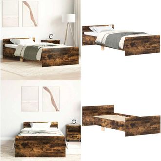 vidaXL Giroletto senza Materasso Rovere Fumo 75x190 cm in Truciolato - Letto con testiera - Letto con pediera