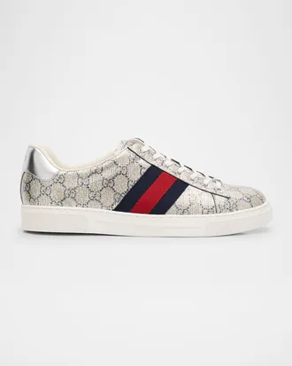 Gucci Men & apos;s Shiny GG Supreme Ace Sneakers