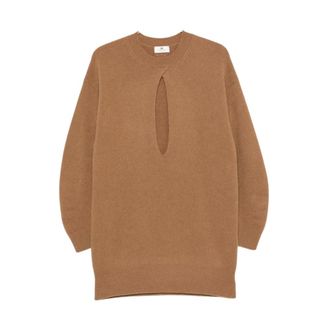 Elisabetta Franchi Dames, Truien, Bruin, Maat: S Wol