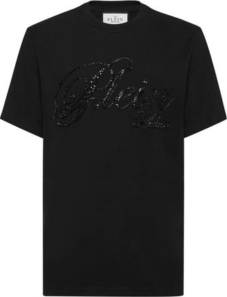 Philipp Plein Tops, Heren, Zwart, 3Xl, Katoen, Round Neck T-Shirt Stones