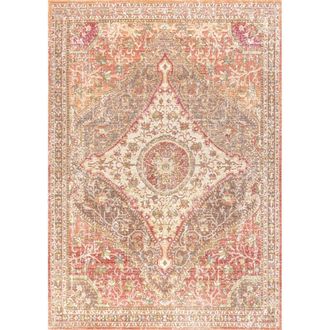 Jonathan Y Designs Petras Modern Ornate Medallion Area Rug in Brown/pink at Nordstrom, Size 2Ft 0In X 8Ft 0In