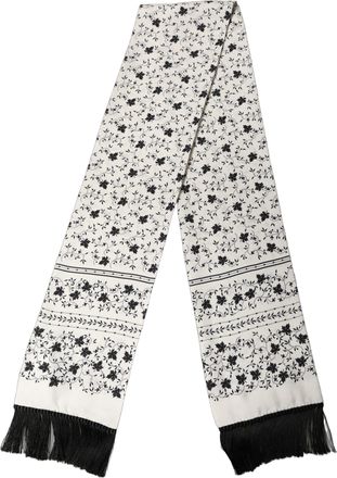 Dolce & Gabbana Floral Silk Fringed Scarf - White