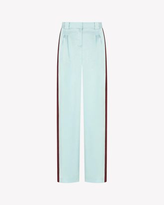Serena Bute Satin Boyfriend Trouser - Pale Blue