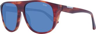 BMW Bruine Ronde Zonnebril Blauwe Lenzen - Heren - Zonnebrillen - Bruin - ONE Size - Accessoires