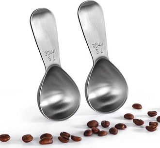 OEM Juego De 2 Cucharillas De Caf&eacute; De Acero Inoxidable De 30 Ml - Perfectas Para Caf&eacute; Molido, En Grano Y En Polvo