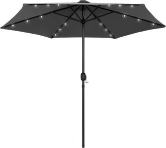 vidaXL Vidaxl - Sombrilla De Jard&iacute;n Luces Led Palo De Aluminio Antracita 270 Cm