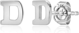 MAX + STONE 14k Yellow or White Gold Small Script Initial Letter Stud Earrings