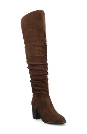 Journee Collection Kaison Wide Calf Ruched Tall Boot - Wide Calf in Chocolate at Nordstrom Rack, Size 6.5 Wide Calf