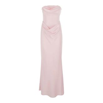 Rotate Lange jurk met draperie - Dames - Avondkleed - Roze - M - Kleedjes