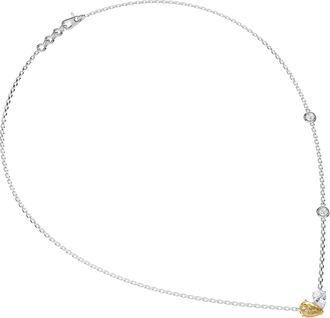 Diamond2Deal 925 Sterling Silver 1.70 Ct Pear Cut White & Yellow Lab Grown Diamond Pendant Necklace 18 VVS VS