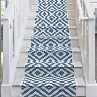 Runrug Stair Runner Carpet - Reversible & Durable, 2mm - Blue Lagoon in Blue | Size: 70 cm x 690 cm