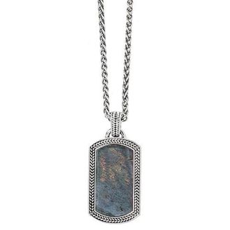 Jan Leslie Sterling Silver & Gemstone Dog Tag Pendant Necklace in Grey at Nordstrom