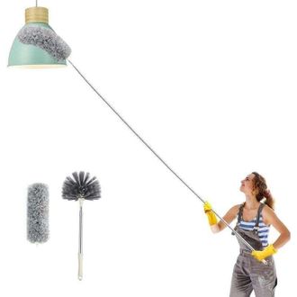 OEM Plumero Telesc&oacute;pico De Microfibra Para Telara&ntilde;as - Cepillo Para Techos Altos - Resistente A Los Ara&ntilde;azos - Lavable, Plegable - 250 Cm - Herramientas D