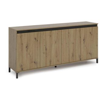 Dmora Credenza Basiano, Madia 2 Ripiani, 4 Vani Made in Italy, 40x184x84.3h cm Marrone Rovere Nodi
