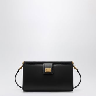 Dolce & Gabbana Plong&eacute; calfskin leather phone bag in black