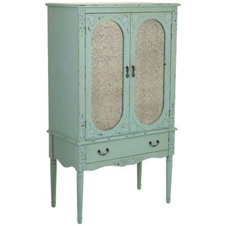 Wanderlust Deco Armario De Madera Azul 80x42x140