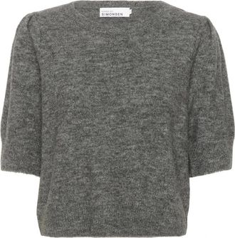 Karen by Simonsen Grijs Melange Effen Pullover Trui - Dames - Ronde hals truien - Grijs - XL - Truien & Vesten