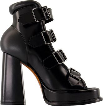 Alexander McQueen Womens Bow-Embellished Calfskin Pump Black