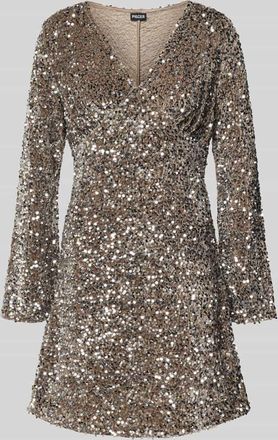 Pieces Mini-Paillettenkleid aus Samt Modell KAM in Taupe, Größe L