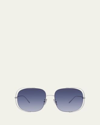 Loewe Metal Logo-Print Rectangle Sunglasses