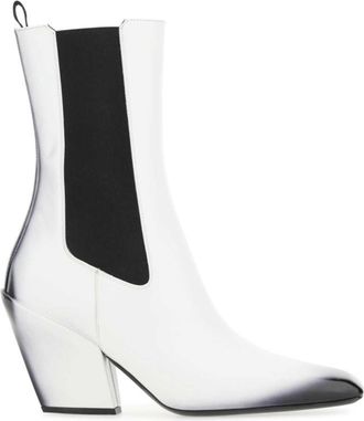 Prada White Leather Ankle Boots