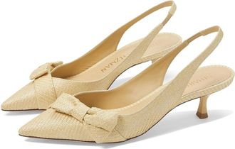 Stuart Weitzman Sofia 50 Pump Womens Wheat Kitten Heel Slingback HTAT1046
