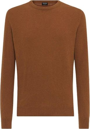 Ermenegildo Zegna Round-neck Knitwear, male, Brown, L, Brown Wool Cashmere Jumper