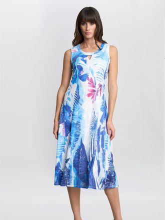 Gina Bacconi Womens Camila Blue Floral Dress - Size X-Large
