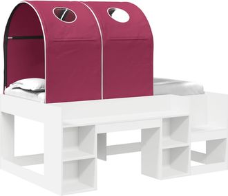 vidaXL Cama Con T&uacute;nel 3 Uds. Blanco Y Rojo Madera De Ingenier&iacute;a Vidaxl