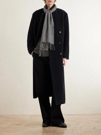 Nili Lotan Fringed Houndstooth Cashmere Scarf