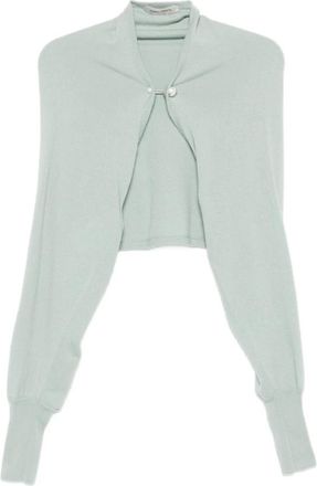 Alberta Ferretti Truien & Vesten, Dames, Groen, S, Kasjmier, Lichtgroene Geknipte Trui