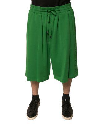 Dolce & Gabbana Green Cotton Blend Men Bermuda Shorts Polyester