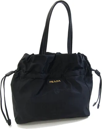 Prada Black Nero Leather Nylon Tote Bag (Pre-Owned)