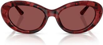 Dolce & Gabbana 54mm Oval Sunglasses in Pearl Havana Red /Dark Violet at Nordstrom
